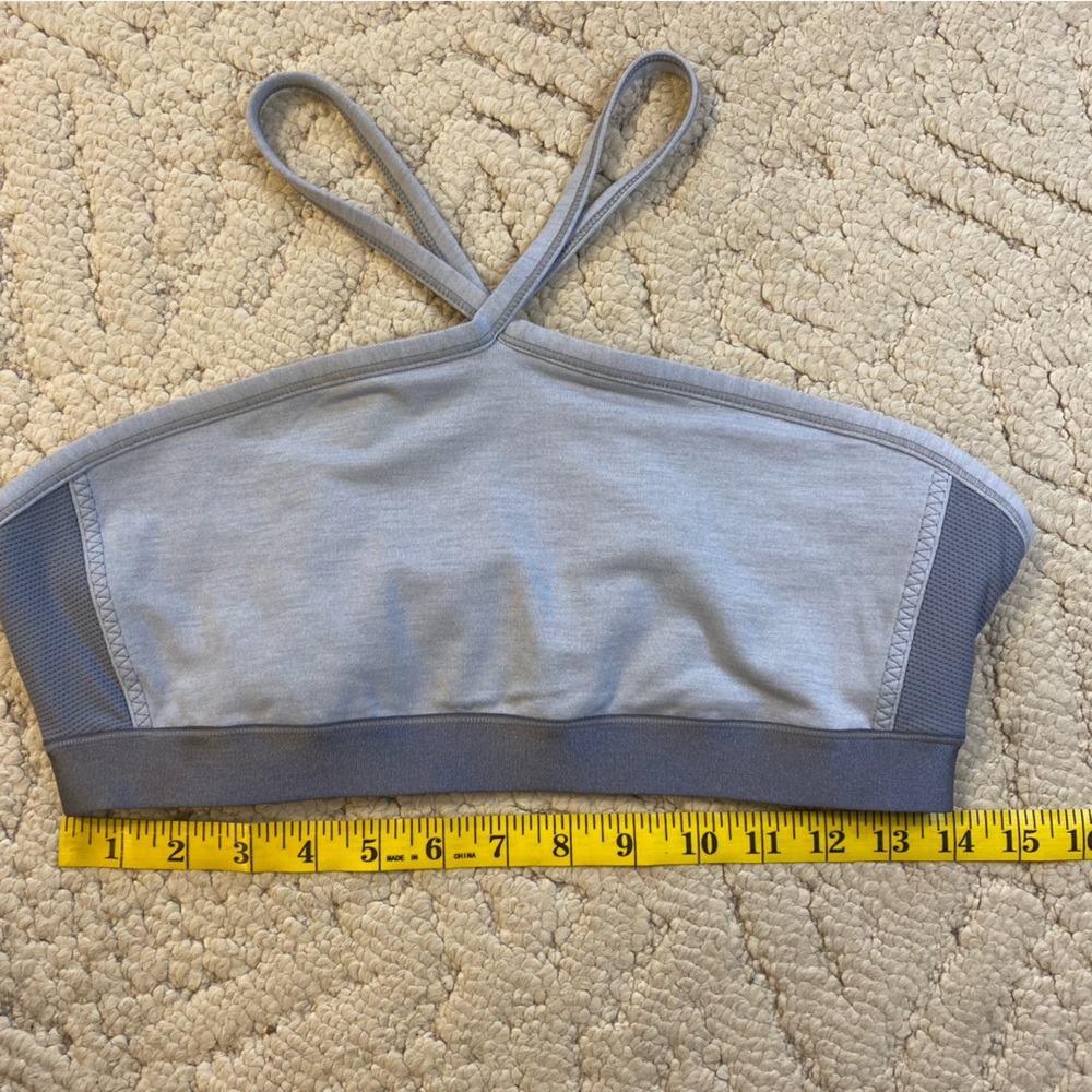 Athleta‎ Gray Supplex Lycra Halter Crossover Sports Bra Size Large Yoga Pilates - Picture 3 of 6
